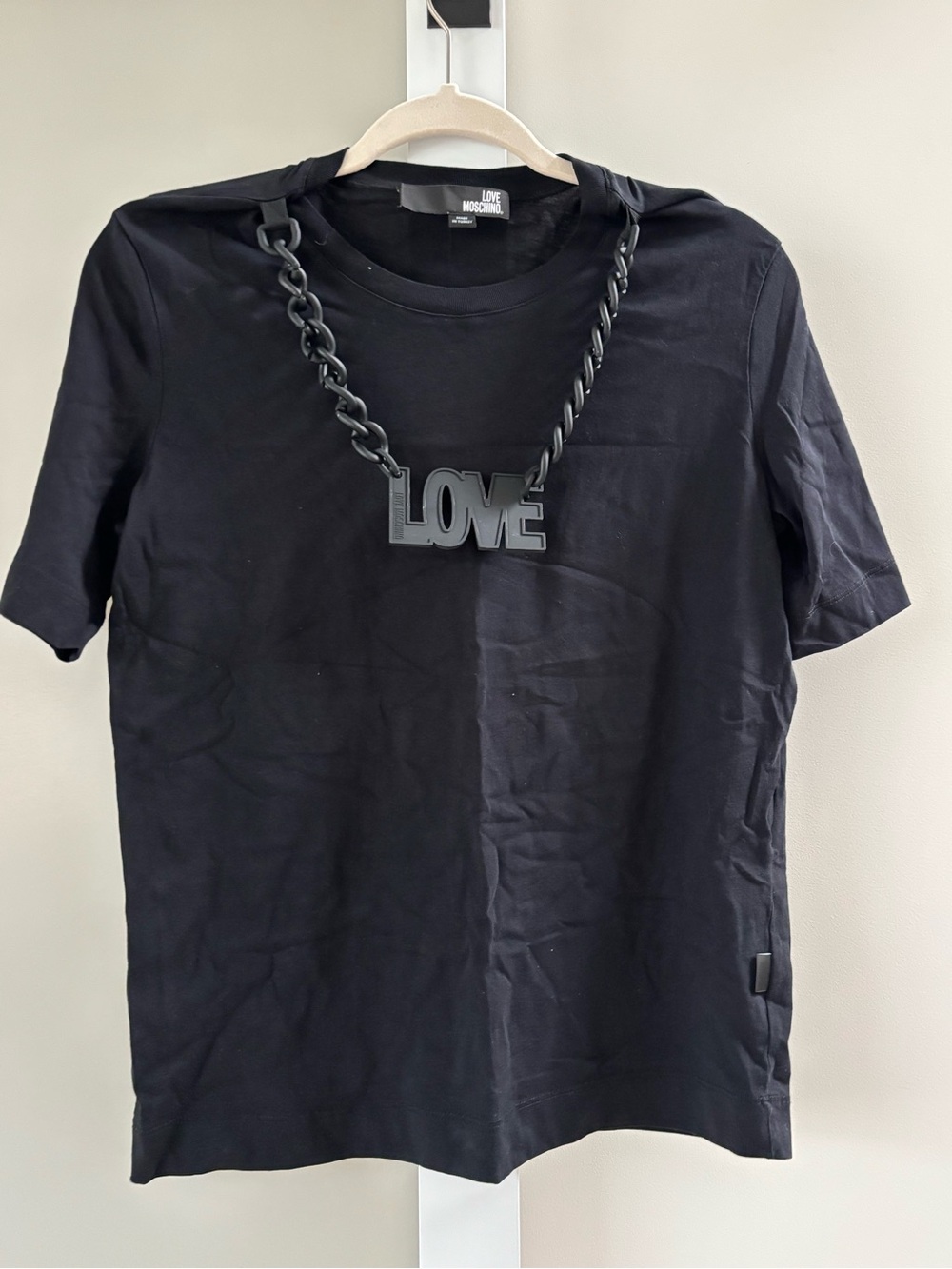 Love Moschino Black Logo Chain Detail Tee
